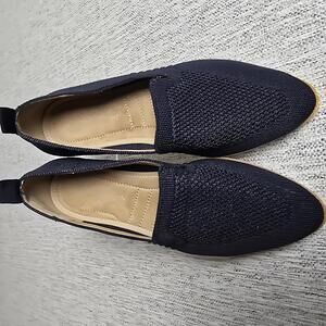 Adrienne Vittadini Women's Lamonte Stretch Knit Slip-On Loafers navy blue size 6